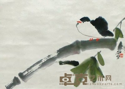 陈子庄 小鸟 立轴 34×46cm