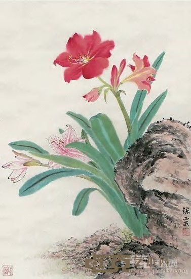 周炼霞 花卉 立轴 67×45cm
