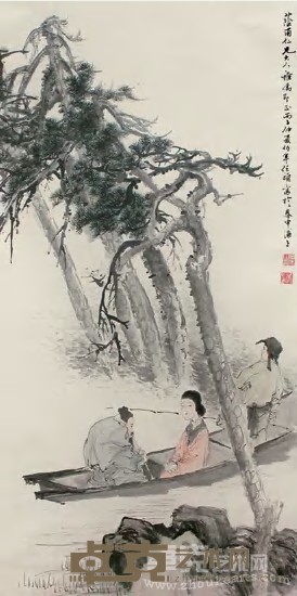 任颐 松下泛舟 立轴 137×68cm