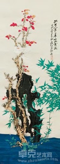 张大千 花鸟 立轴