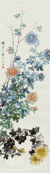 邓启昌 菊花 立轴