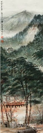 傅抱石 山水 立轴97×32cm