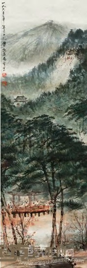 傅抱石 山水 立轴 97×32cm