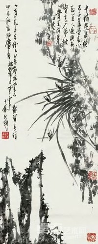 孙星阁 兰石 立轴