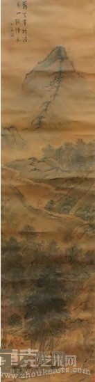 明俭 山水 立轴 157×40cm