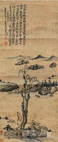 黎简 山水 立轴 87×36cm