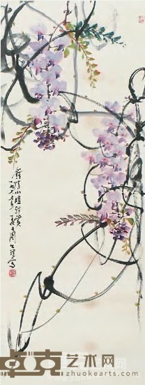 周公理 紫藤 立轴 108×41cm