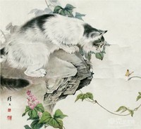 刘奎龄 猫 镜心