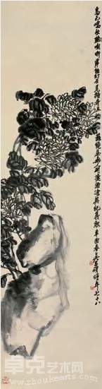 吴昌硕 花卉 立轴146.5×39.5cm