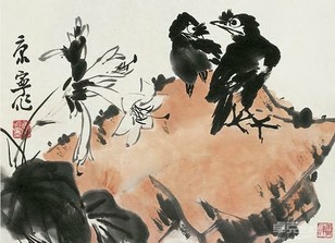 康宁 花鸟 镜心
