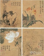 顾莼 花卉 册页（九开选四）