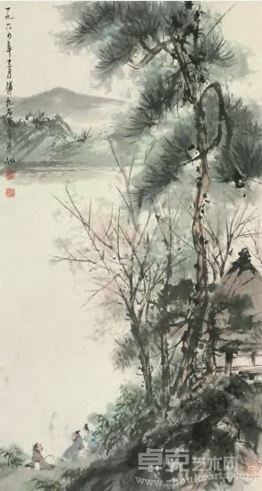 傅抱石 1964年作 青山闲语 立轴66.5×36cm