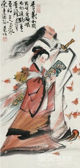 刘旦宅 辛未（1991）年作 屈子行吟图 立轴94×45cm