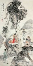 倪田 乙未（1895）年作 东山丝竹图 立轴