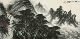黎雄才 1982年作 青松白沙桥 镜心
