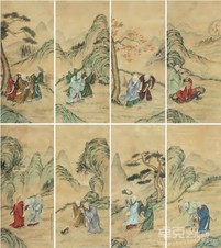 释达受 道光二十五年（1845）年作 十八罗汉 八屏