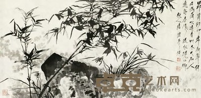唐云 竹石图 镜心 66×134cm