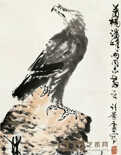 许麟庐 鹰 立轴 87×67cm