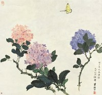 萧淑芳 蝴蝶绣球 镜心