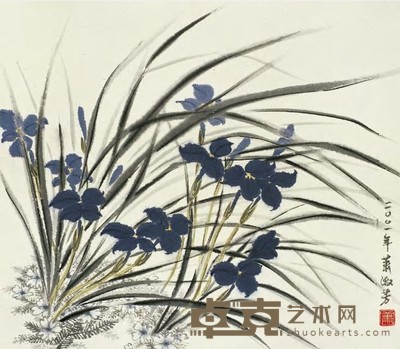 萧淑芳 兰花 立轴 43×49cm