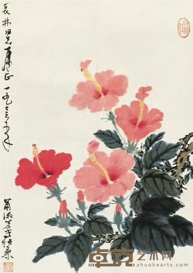 萧淑芳 花卉 立轴 60×43cm