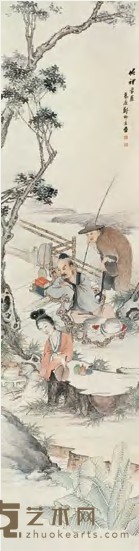 郑师玄 竹里煎茶 立轴 239×60cm