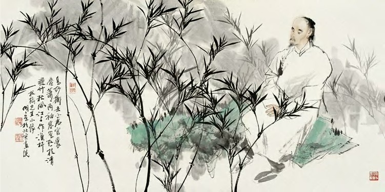 王明明 郑板桥像 镜心68×137cm