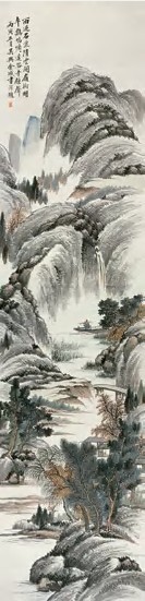 金城 1926年作 秋山过雨图 立轴