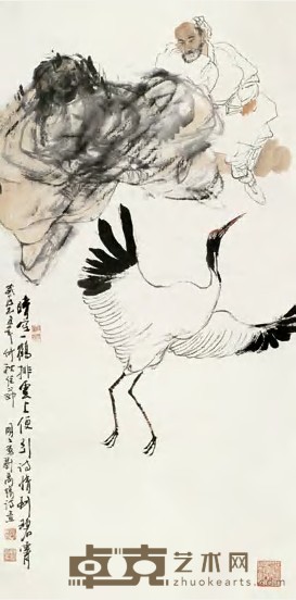 王明明 1985年作 刘禹锡诗意图 镜心 134×67cm