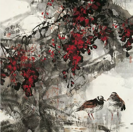 王明明 秋塘野趣 立轴68×68cm