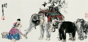 史国良 母子图 镜心