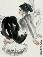 史国良 1980年作 少女 镜心