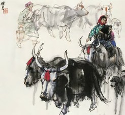 史国良 牧牛图 镜心