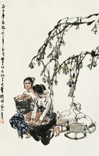 史国良 1988年作 傣家小景 立轴