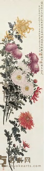 缪穀瑛 菊花 立轴 125×30cm