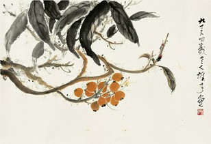 黎雄才 枇杷甲虫 镜心
