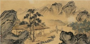 周棠 丁卯（1867年）作 溪山访友图 镜心
