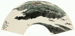 宋玉麟 甲子（1984年）作 丘野泊舟 立轴