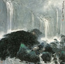 叶维 庚辰（2000年）作 云山晨瀑图 镜心