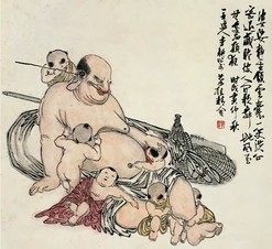 李耕 戊寅（1938年）作 多佛仔 立轴