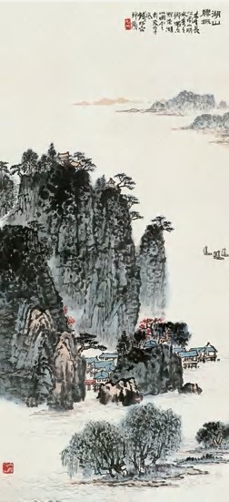 钱松喦 湖山胜概 立轴94.5×43.5cm