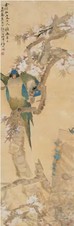 任颐 己卯（1879年）作 桃花鹦鹉 立轴