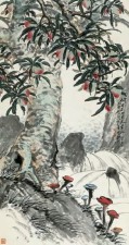 张聿光 丙寅（1926年）作 寿桃 立轴