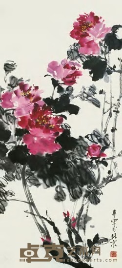 于希宁 牡丹 立轴 98.5×45cm