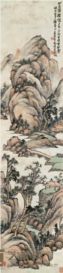 吴徵 1940年作 山水 镜心 105×24cm