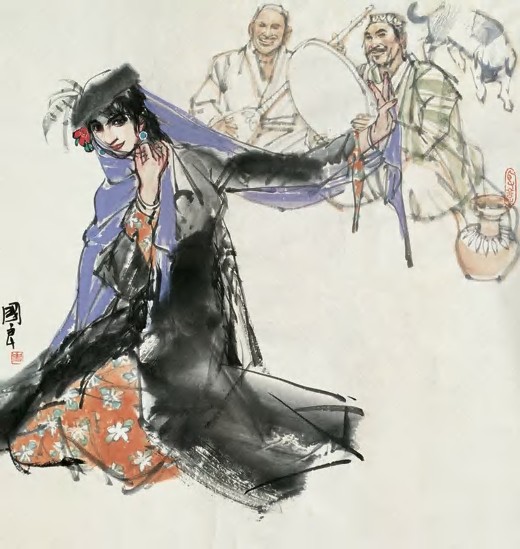 史国良 新疆舞 镜心67×64cm