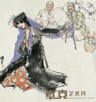 史国良 新疆舞 镜心 67×64cm
