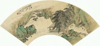 汪琨 1890年作 听松图 扇面