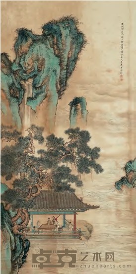 冯建吴 山水楼阁 立轴 128×64cm