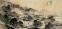 吴石僊 1909年作 溪桥烟雨 横幅